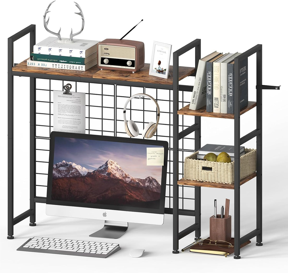 Desk Hutch Dorm, 37.4" Computer Desktop Bookcase