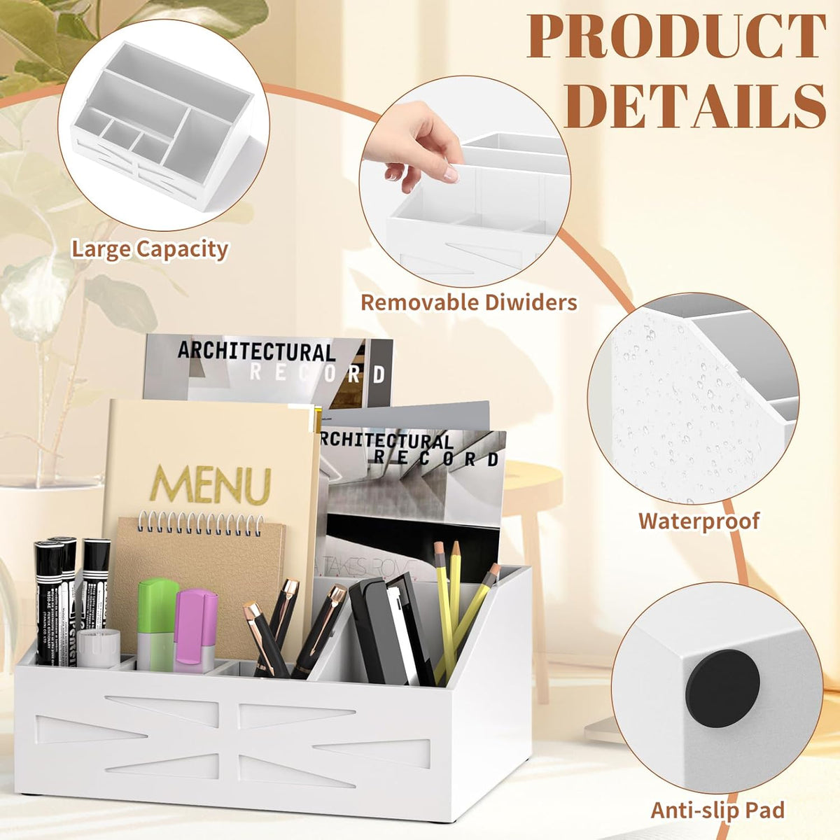 Large Mail Organizer Countertop,Farmhouse Desk and Kitchen Countertop Storage, Letter Sorter, Desk Mail Organizer and Bill Organizer, Desktop File and Paper Holder