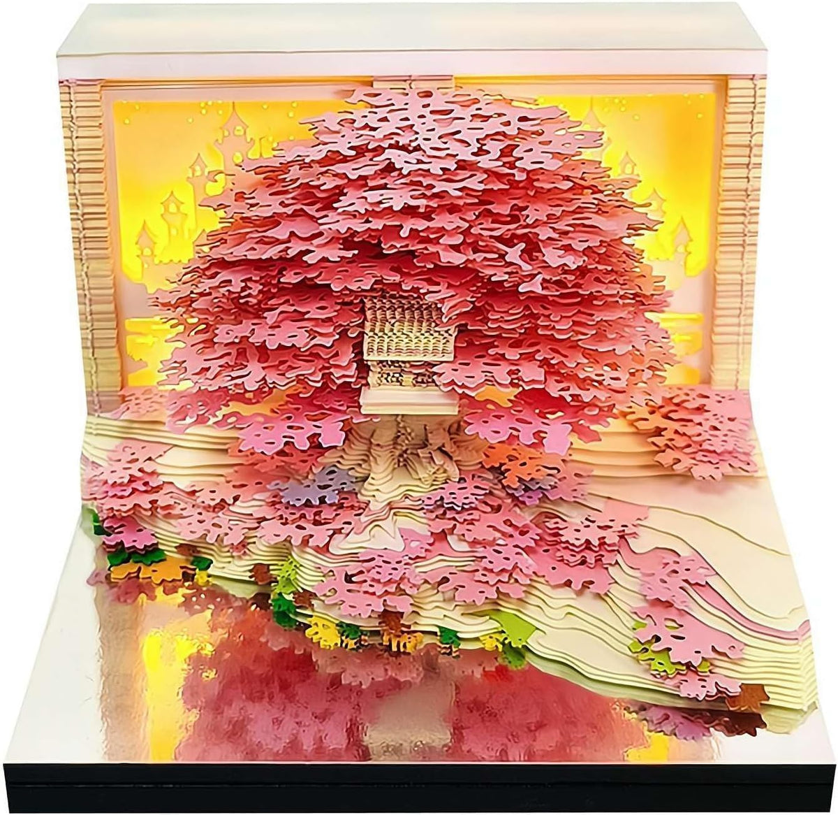 3D Calendar Tear-Off Stickers 2027,DIY Christmas Craft Gift,2027 Tear-Off Calendar Sticky Notes Engraved Practical Stickers,Home Office Desk Decoration (flower tree red)