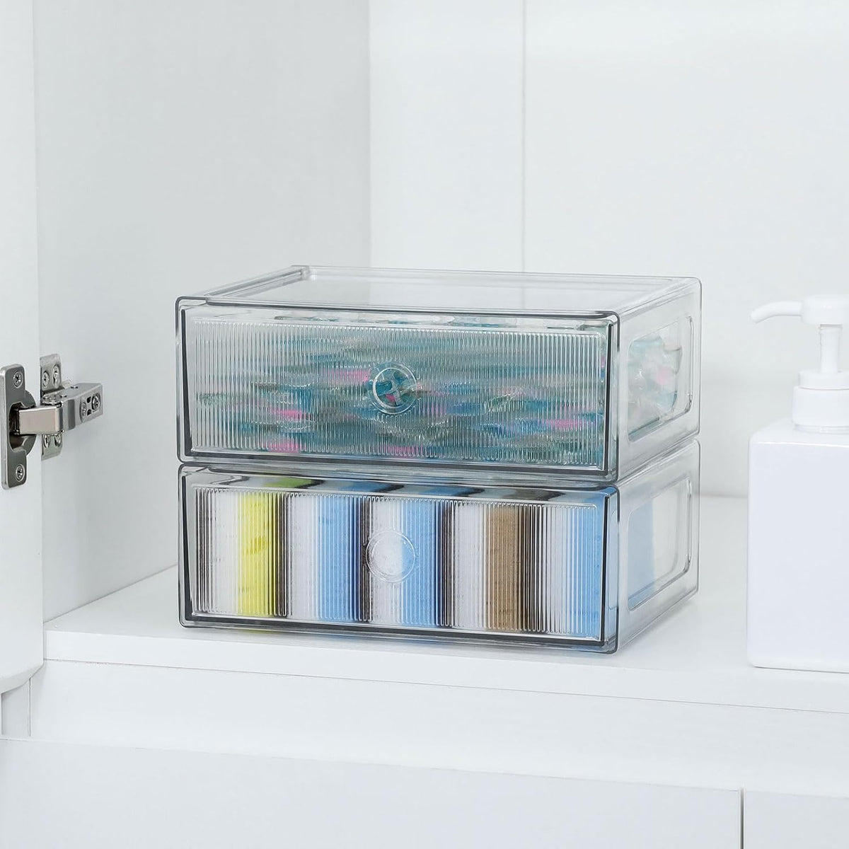 Clear Desk Drawer Organizers, 4 Drawers, Plastic