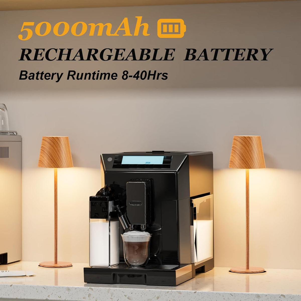 Kakanuo Wood Grain Cordless Table Lamp Rechargeable - 2 Pack 5000mAH Battery Operated Lamp for Counter, 3 Color Stepless Dimming Wireless Lamp for Dining Kitchen, Outdoor Patio, Touch Control
