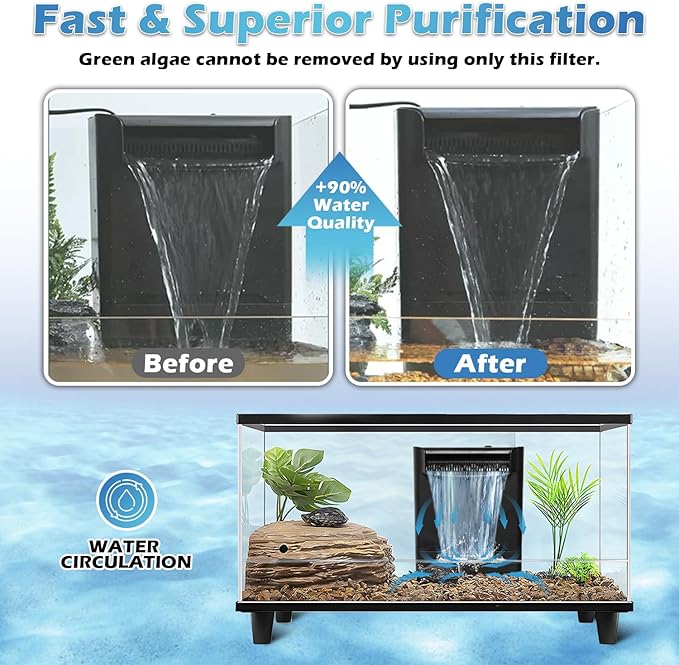 Turtle Tank Filter Aquarium Filter w/ Detachable U-V Light