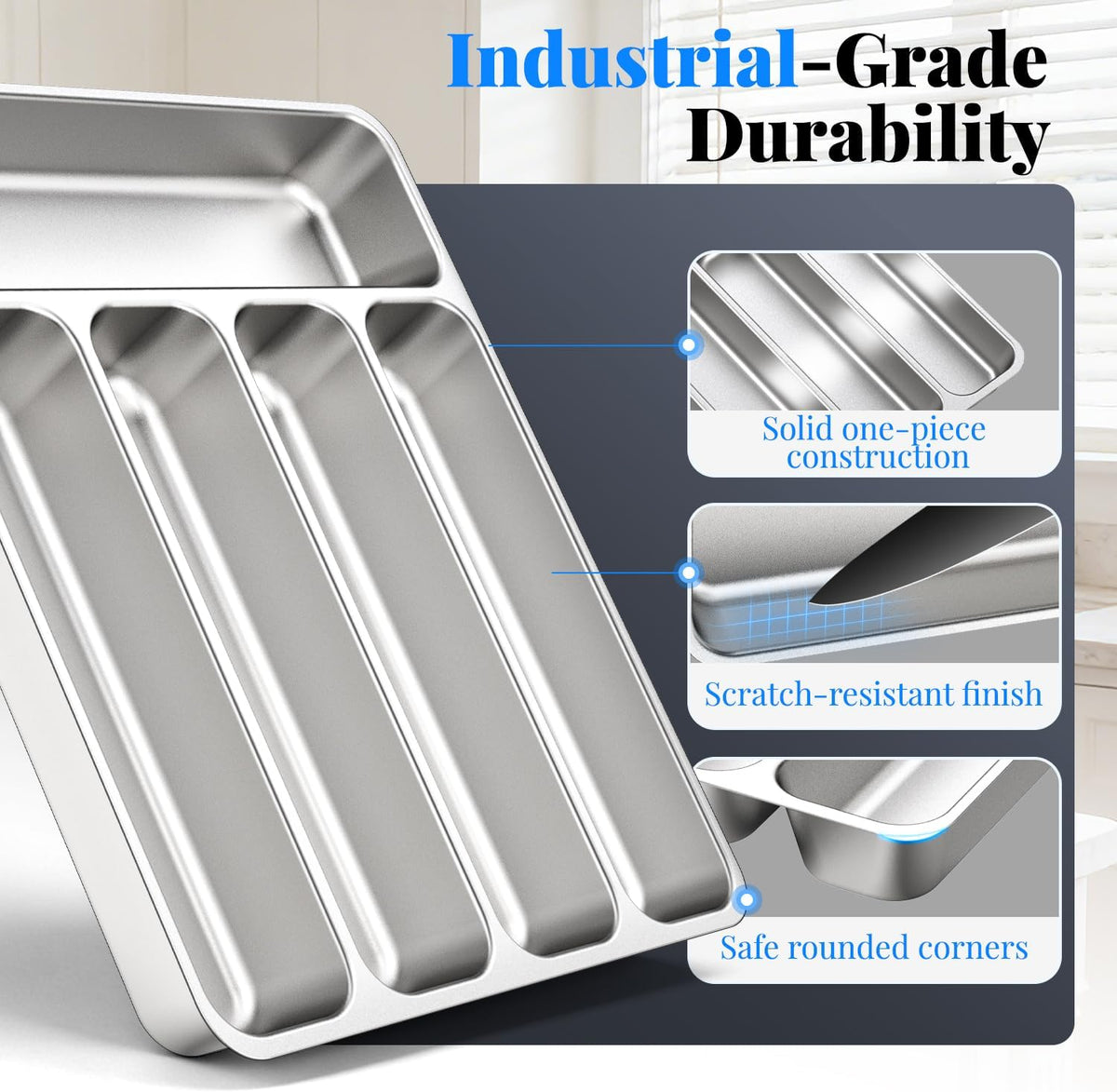 IKOCO 2-Pack Silverware Organizer, Stainless Steel, Dishwasher Safe