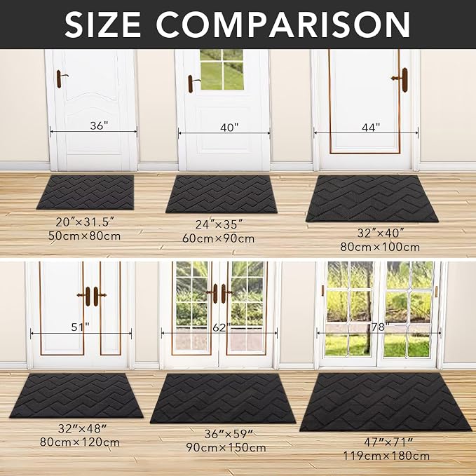 hicorfe Front Door Mat Outside Entrance, Stain and Fade Resistant, Non Slip