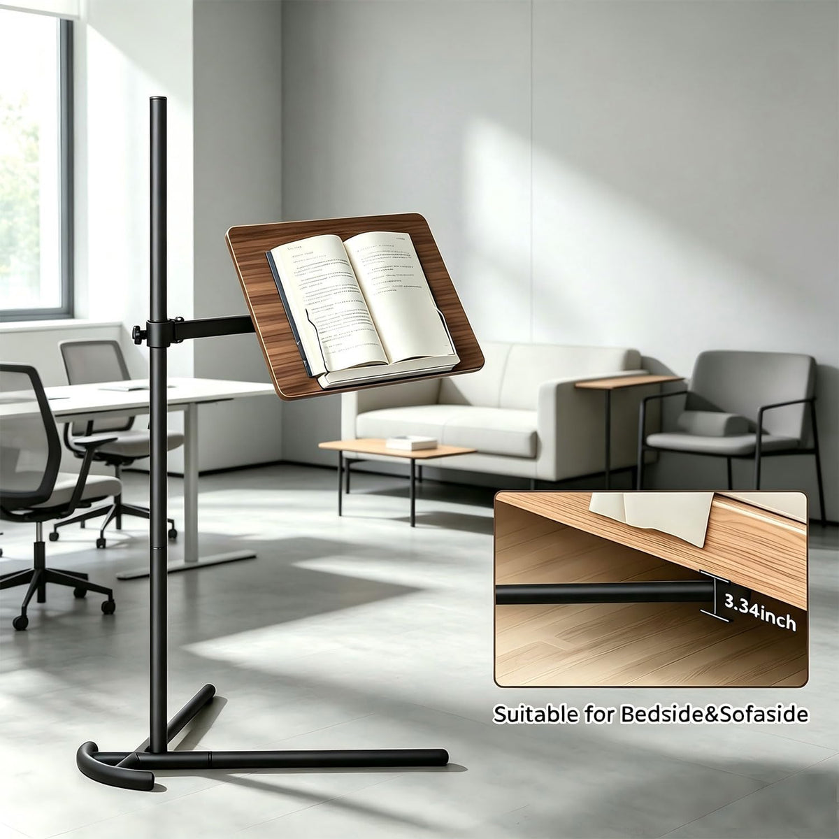 Adjustable Laptop Stand Floor, Height Adjustable Portable Desk with Tilting Tabletop, Walnut Brown (Walnut)
