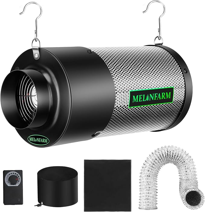MELONFARM Dual-Fan Air Filter 4 Inch Dual-fan power boosts air circulation