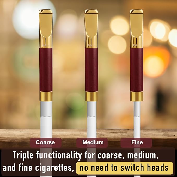 Reusable Washable Cigarette Filter Tips Mouthpiece Handcrafted Solid Wood Metal