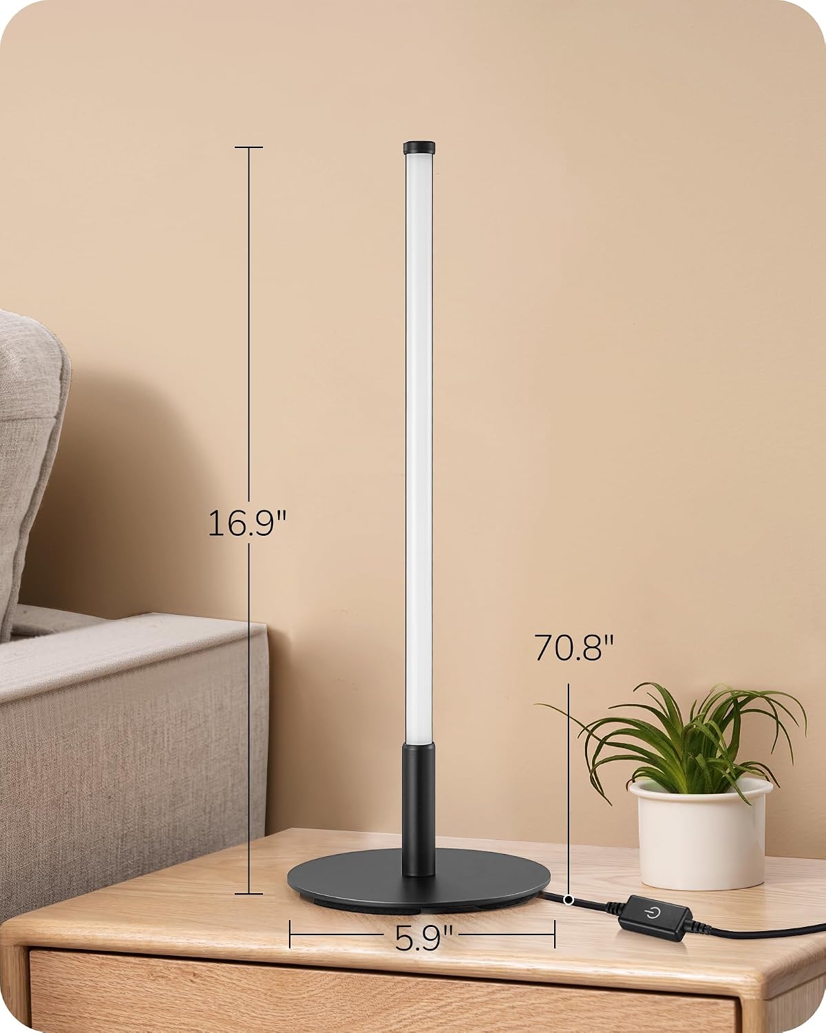 EDISHINE LED Table Lamp Set of 2, Modern Desk Lamps, Black Bedside Lamps