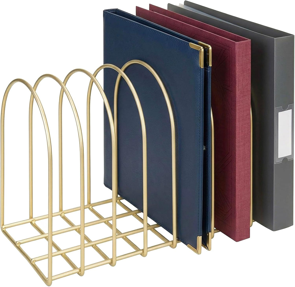 MyGift Brass Metal Wire File Desk Organizer Binder Holder with 8 Wide Slots
