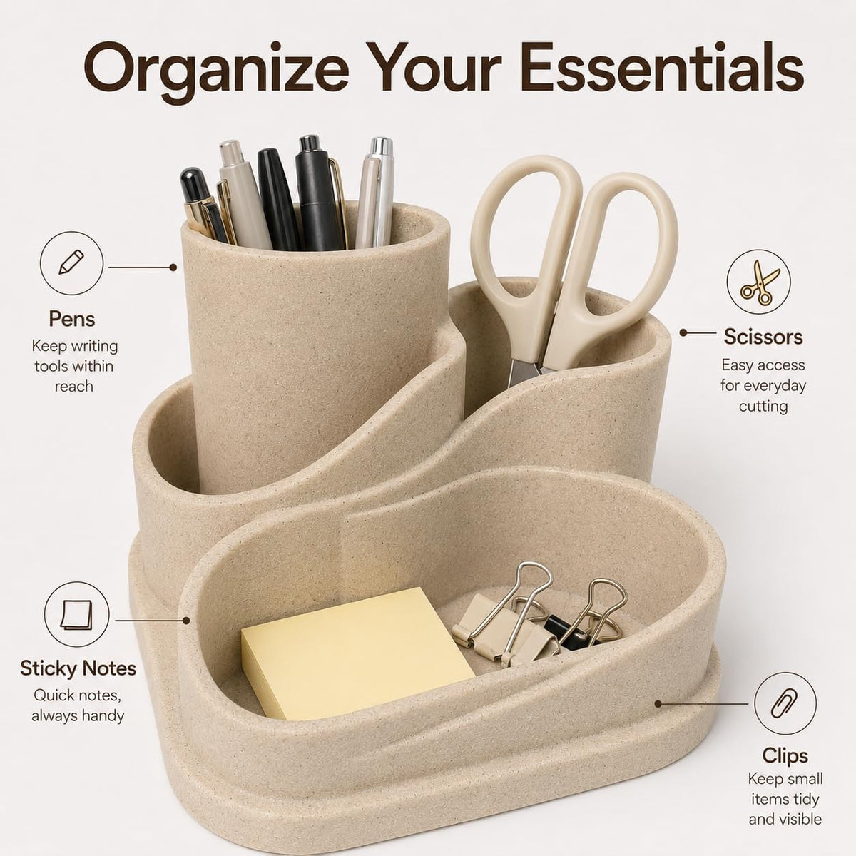 Aesthetic Desk Organizer, Cute Pencil Holder, Boho Office Caddy for Desk