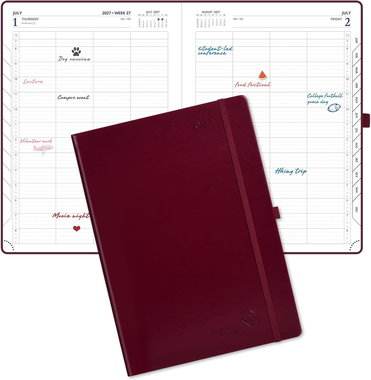 POPRUN Daily Planner 2027 One Page Per Day, 8.5"×12" Large Calendar Book