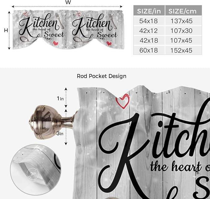 Kitchen Knife Fork Tie Up Valance Curtains