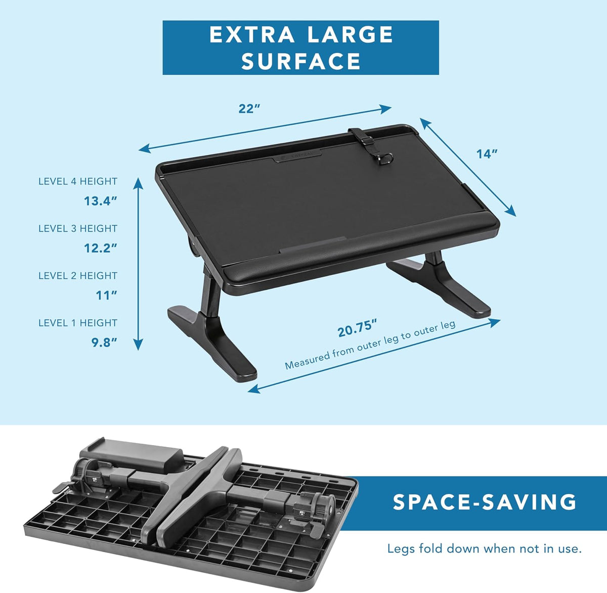 LAPGEAR Easy Tilt Bed Desk - Black, Fits 17.3" Laptops