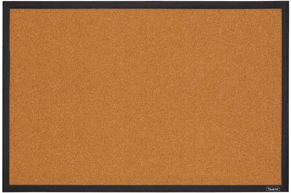 Quartet Cork Bulletin Board, Framed Corkboard, 2' x 3', Black Frame, Message Board, Vision Board (MWDB2436-BK)