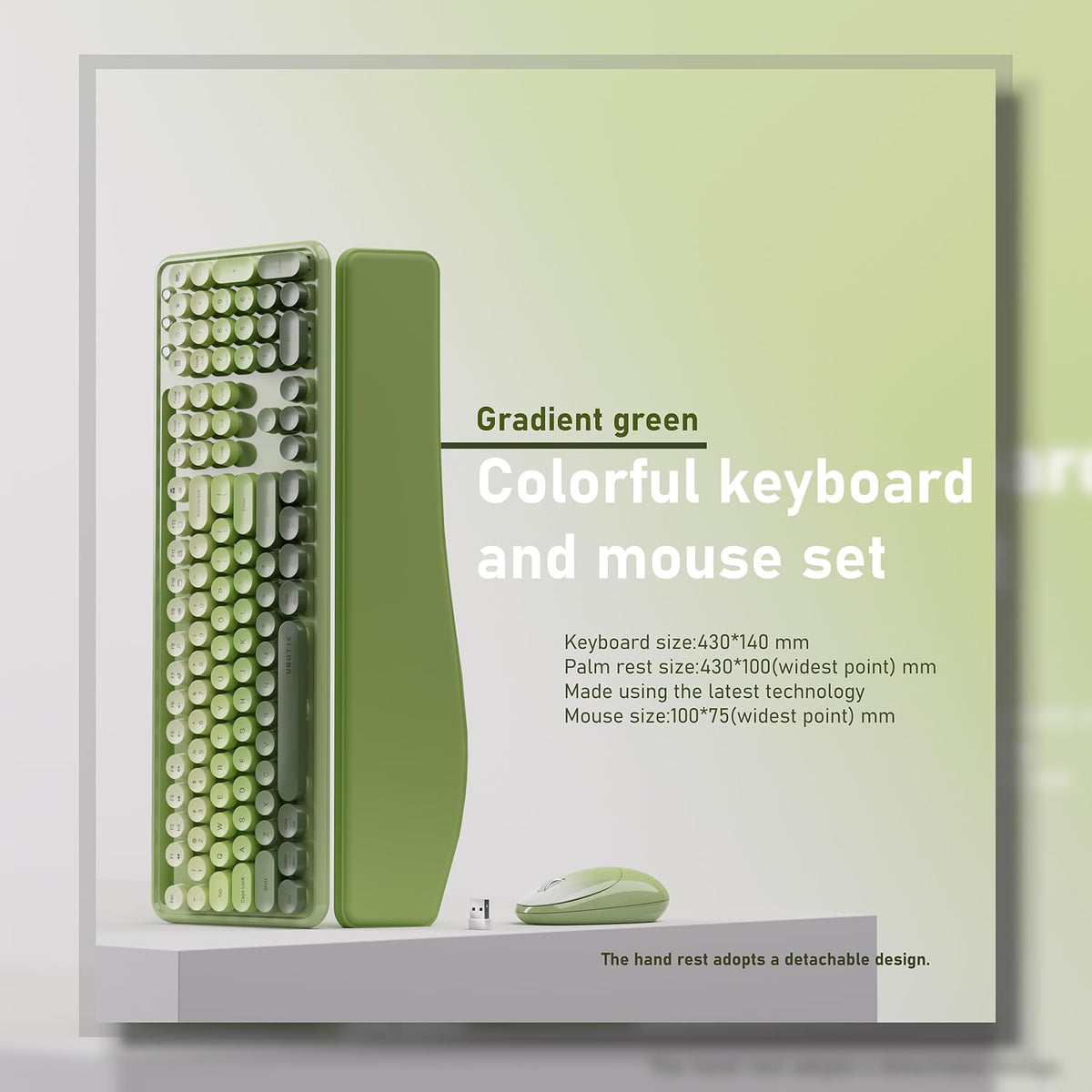 UBOTIE Wireless Keyboard and Mouse Combo, Phone Holder (Green)