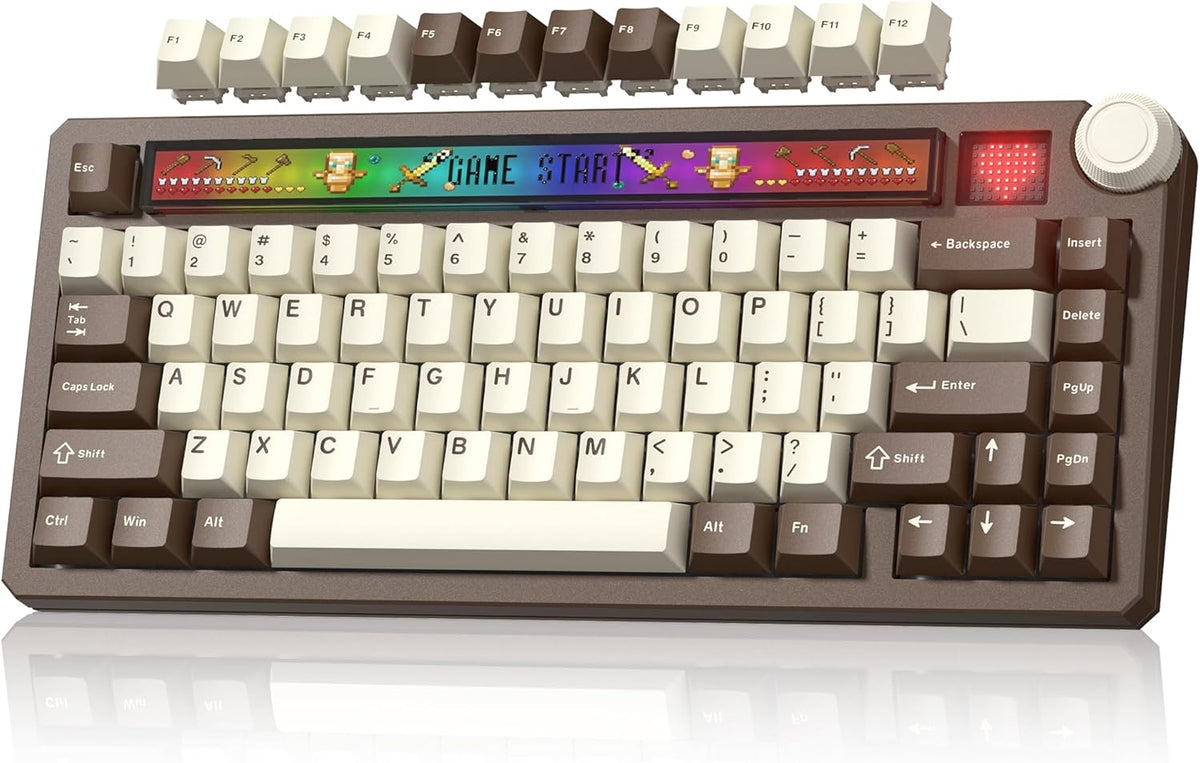 Womier 75% Wireless Mechanical Keyboard with Screen, Brown Keyboard-K80