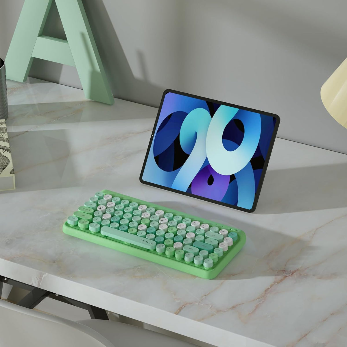 UBOTIE Portable Bluetooth Colorful Keyboards (Green-Colorful)