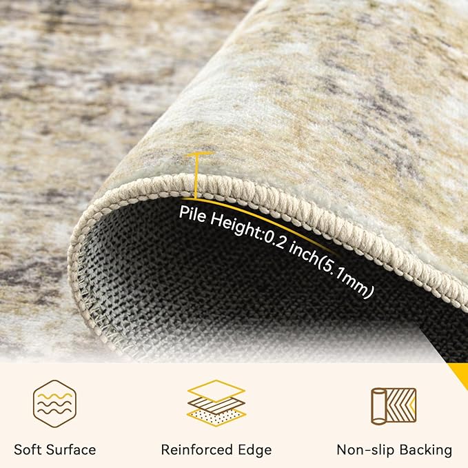 RELEANY Washable Area Rugs 9'x12' Non-Slip Modern Abstract Soft