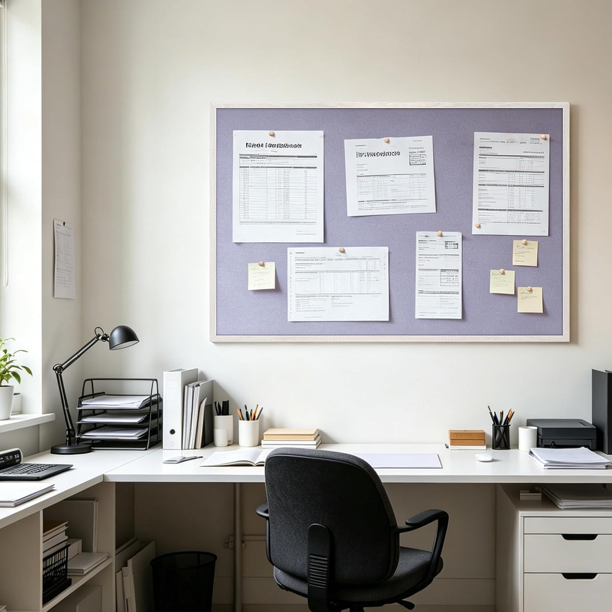SELEAD Double-Sided Linen and Cork Bulletin Board (36"x24", Purple)