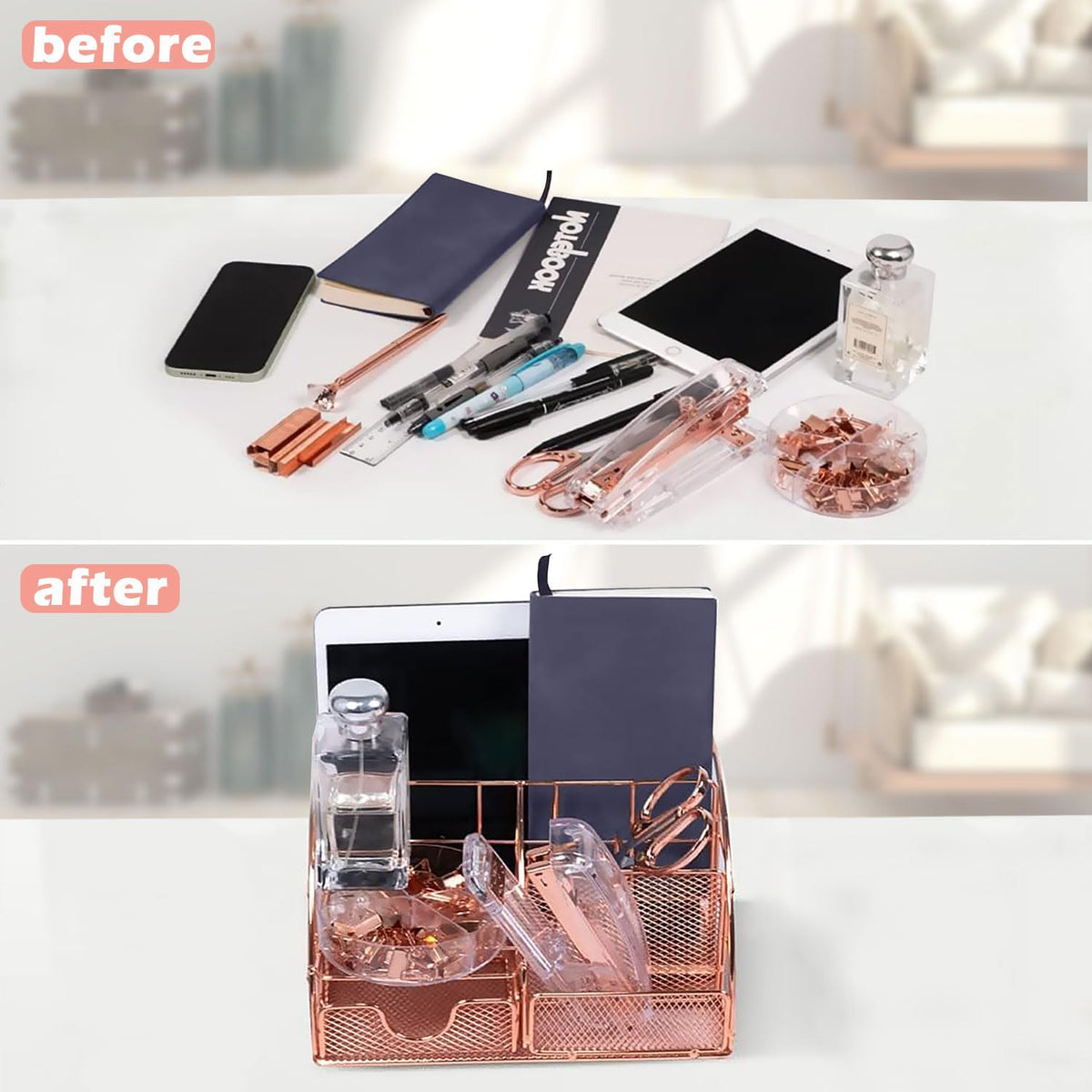 Rose Gold 13PCS Office Desk Organizers Supplies and Accessories