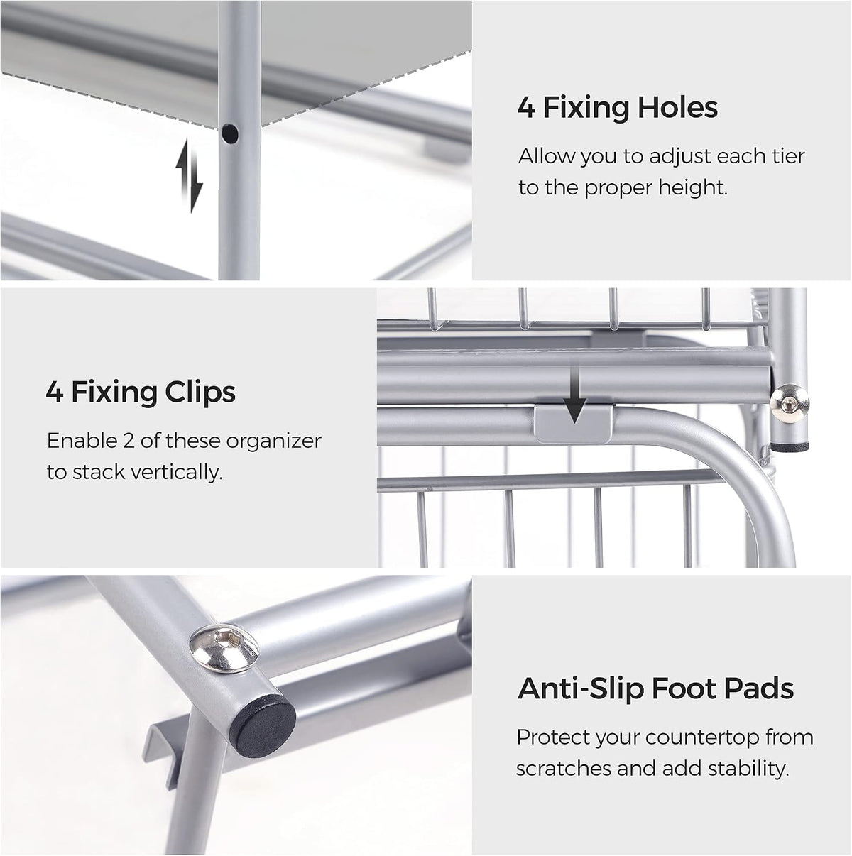 SONGMICS 2-Tier Under Sink Pull Out Organizer, Kitchen Bathroom Spice Rack