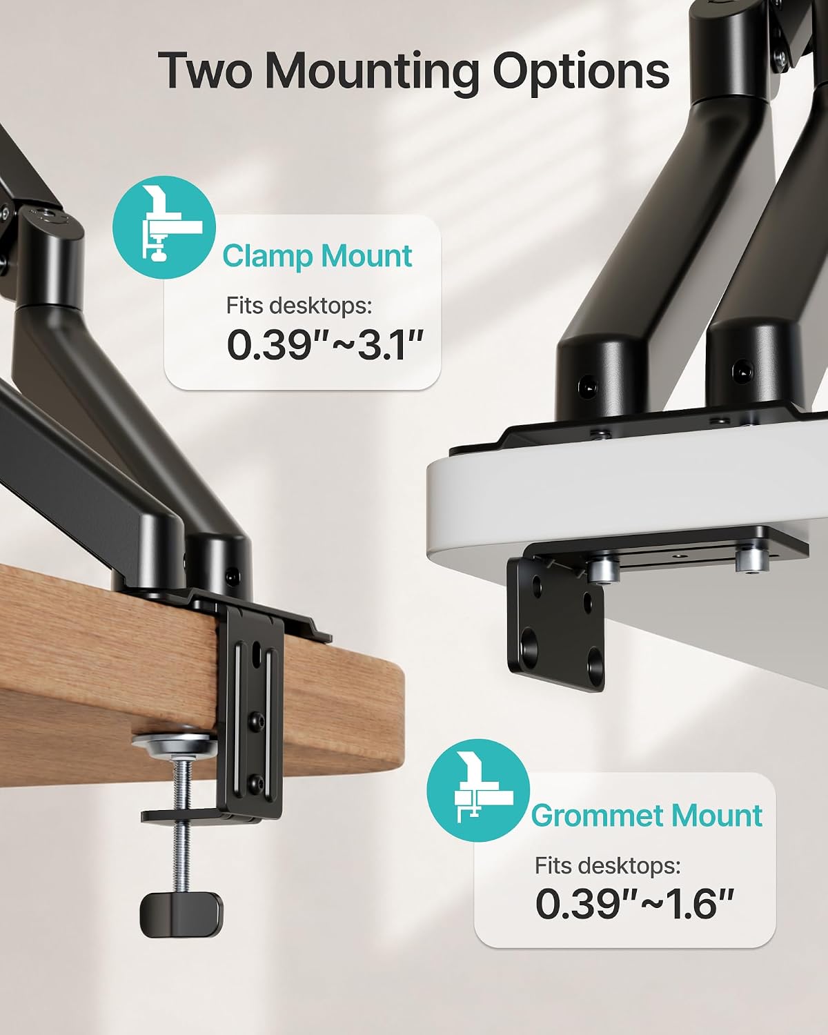 Pegzone Dual Monitor Arm for Up to 32 Inch Screen, Heavy Duty Monitor Mount