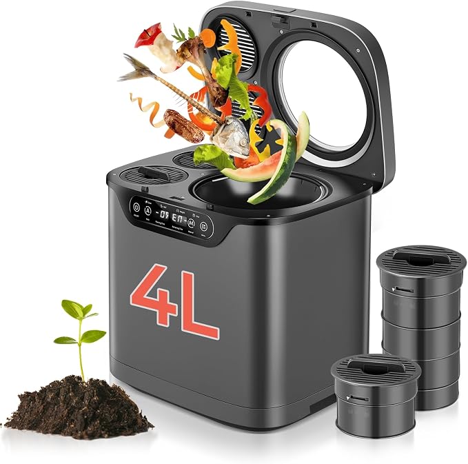 Electric Composter for Kitchen 4L, Countertop Compost Bin Indoor