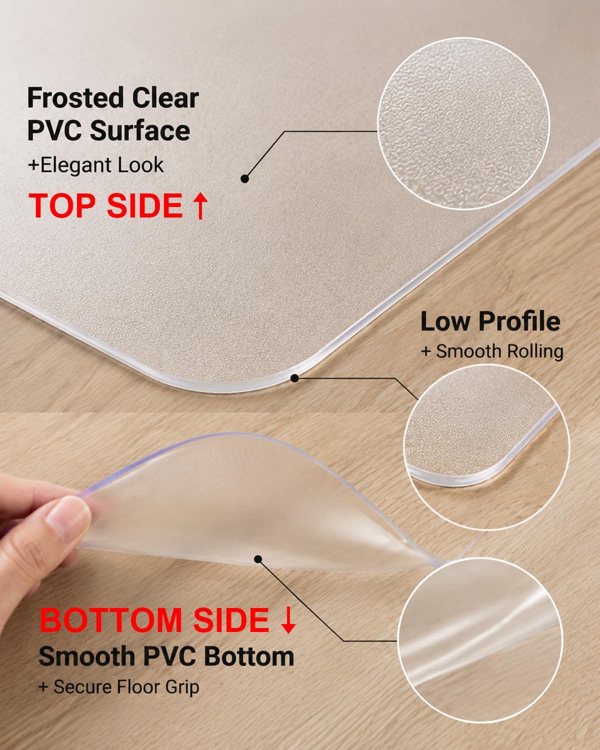 Office Chair Mat, 36"x48" Anti-Scratch for Hardwood Floor, Glear