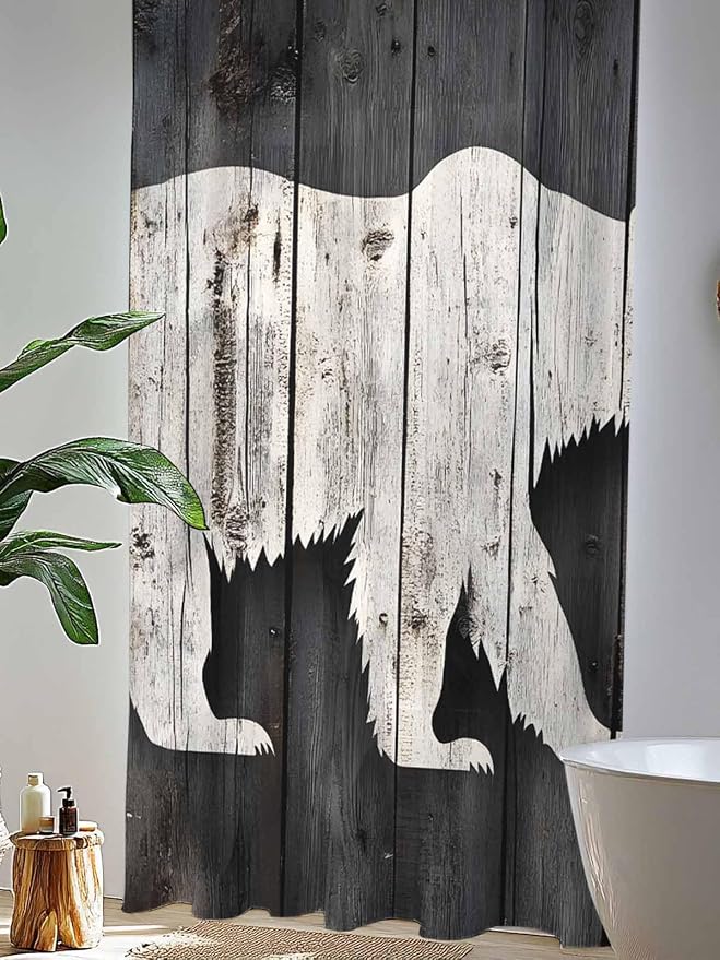 Sheer Curtains 108 Inches Long, Farmhouse Country Rustic Wooden Grain Privacy