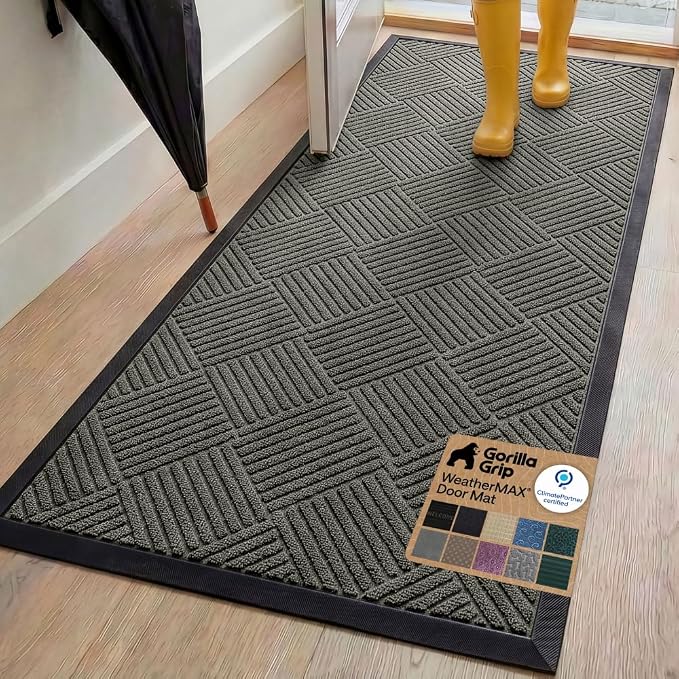 GORILLA GRIP 100% Waterproof All-Season WeatherMAX Doormat, US Designed Natural