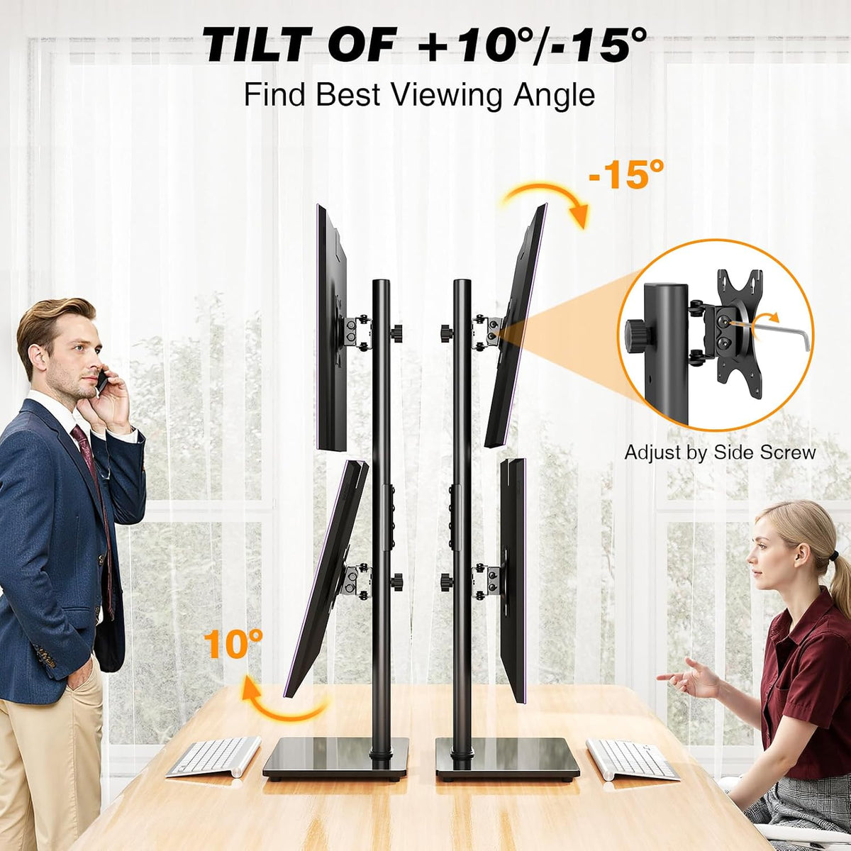 Dual Monitor Stand VESA Mount for 13-38 Inch Screens up to 44lbs