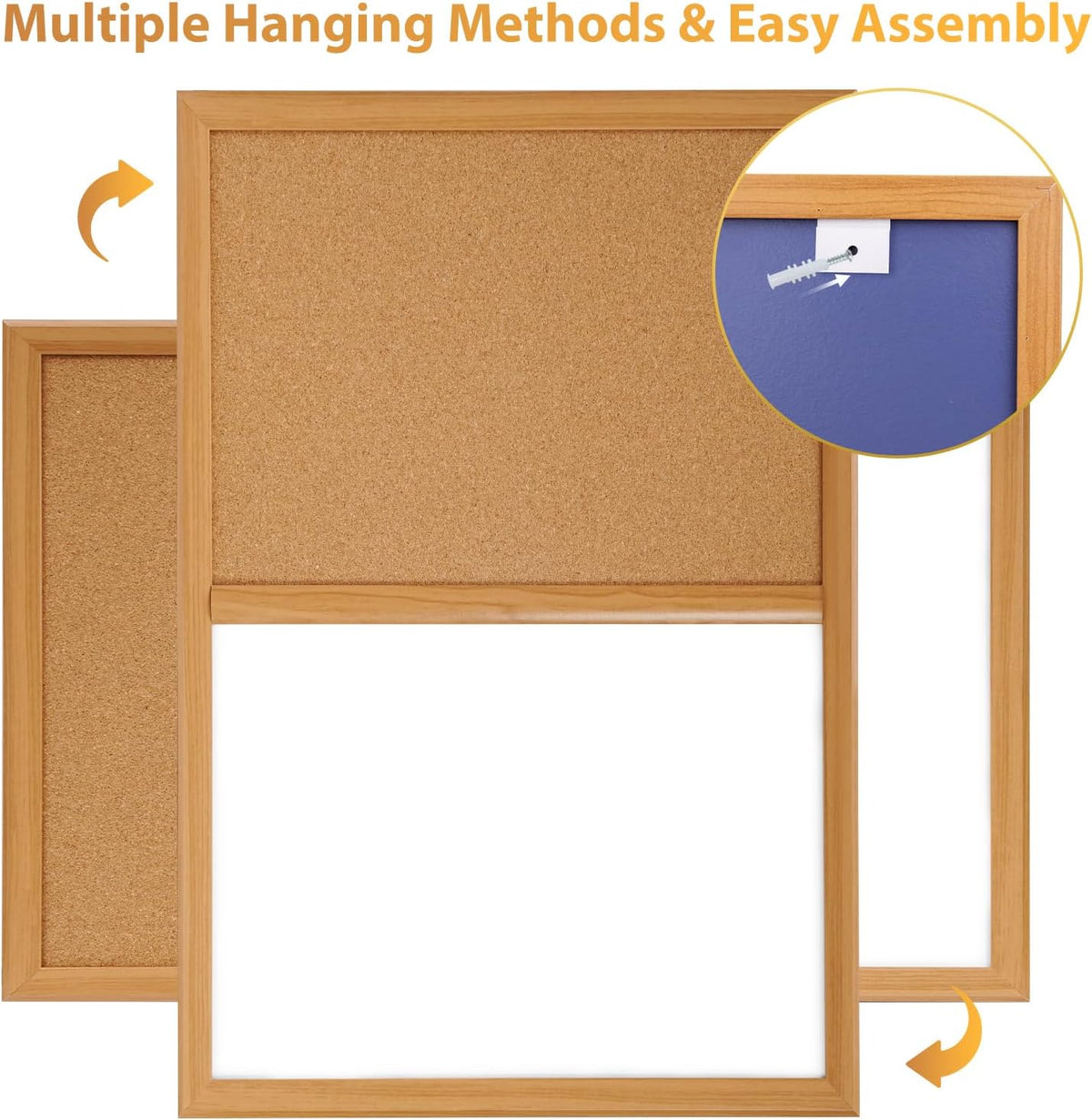 ARCOBIS Cork Board White Board Combo with MDF Wood Frame
