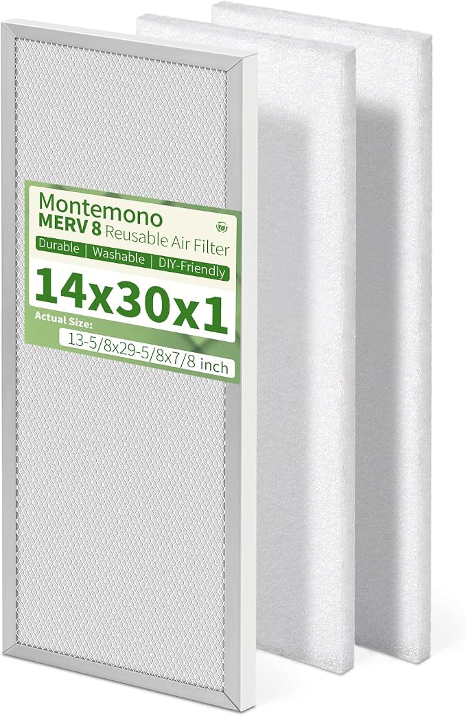 14x30x1 Reusable Air Filter MERV 8 Washable Furnace & AC Filter