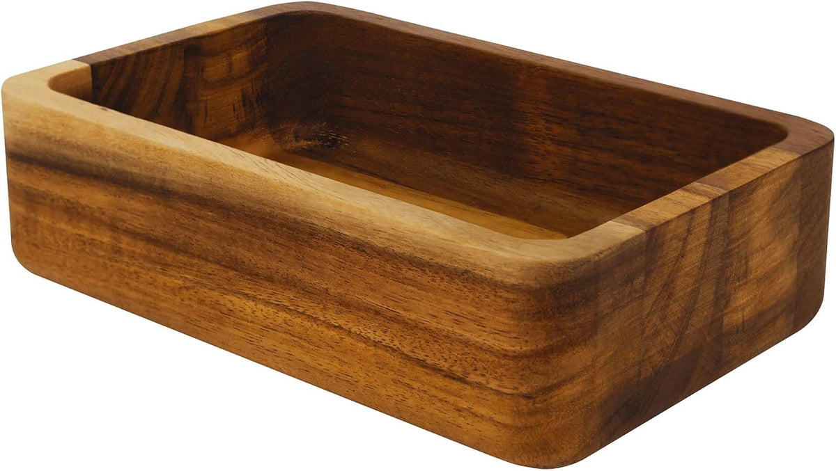 Jean & Len Wooden Organiser Made of Acacia Wood, 18 x 12 x 5 cm
