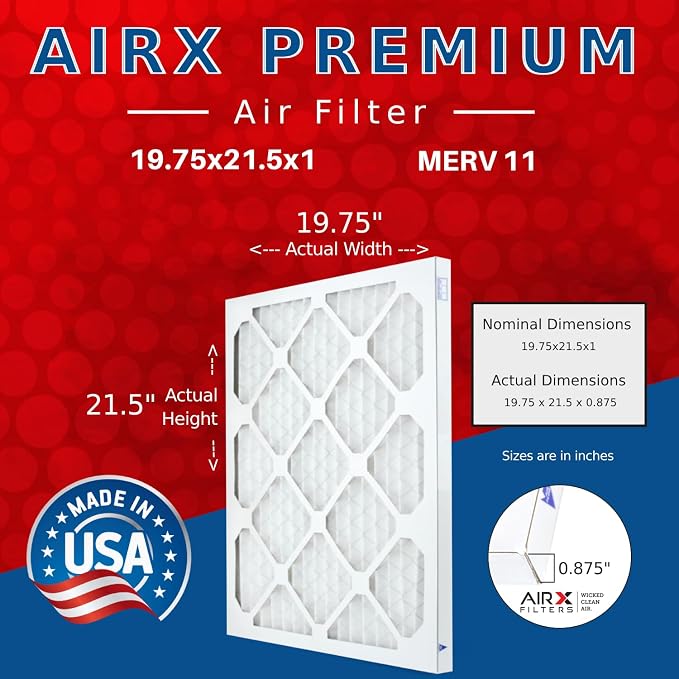 AIRX FILTERS WICKED CLEAN AIR 19.75x21.5x1 MERV 11 Electrostatic Pleated Air