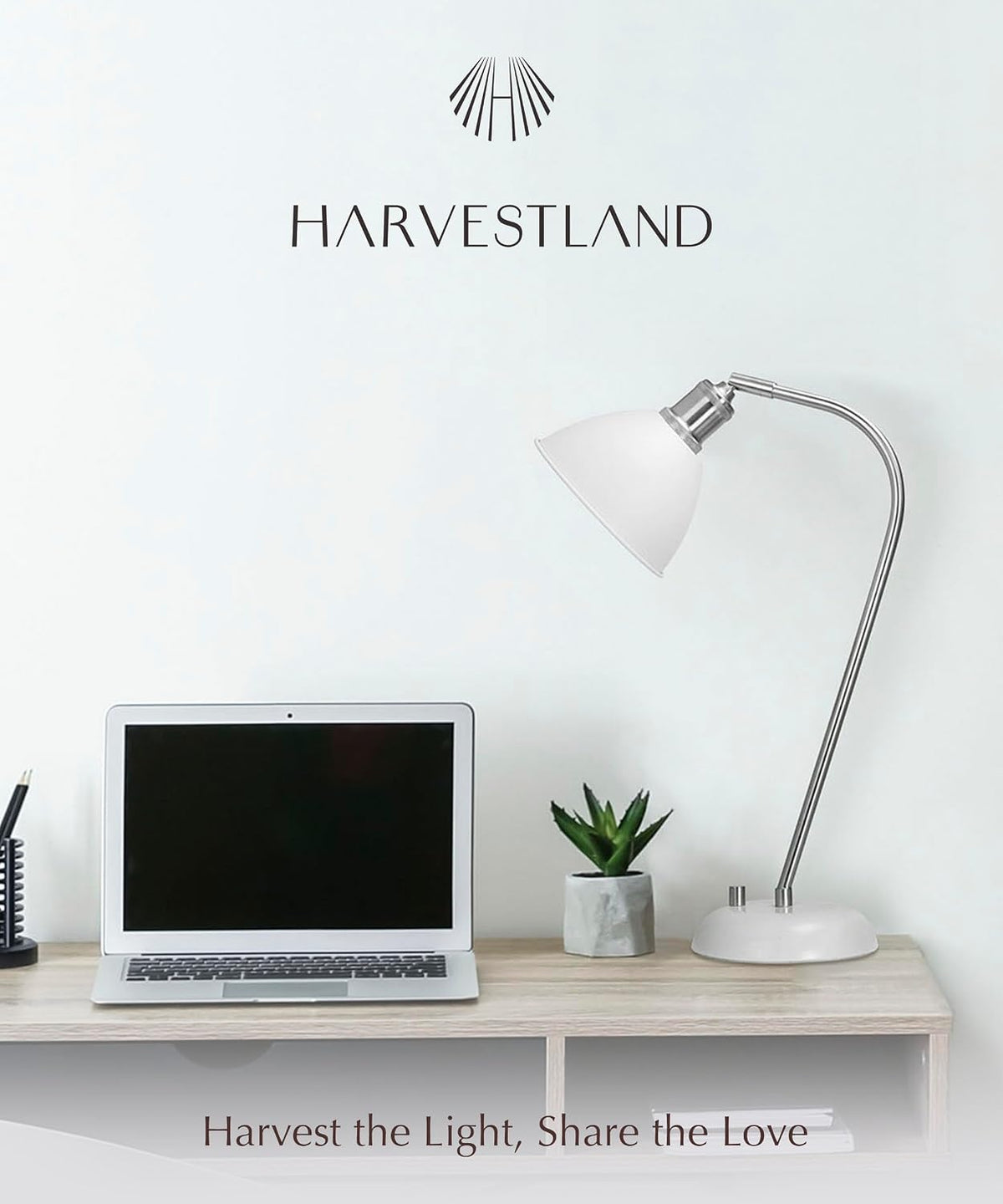 HarvestLand Halo Desk Lamp, Reading Lamp for Home Office, White