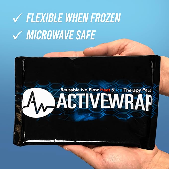 Activewrap Reusable Ice Packs for Injuries - Hot and Cold Gel Compress for Injury Recovery and Pain Relief, Soft, Flexible, Leakproof Pad for Back, Knee, Hip, & Shoulder - Small (4.5X 6.5 inches)