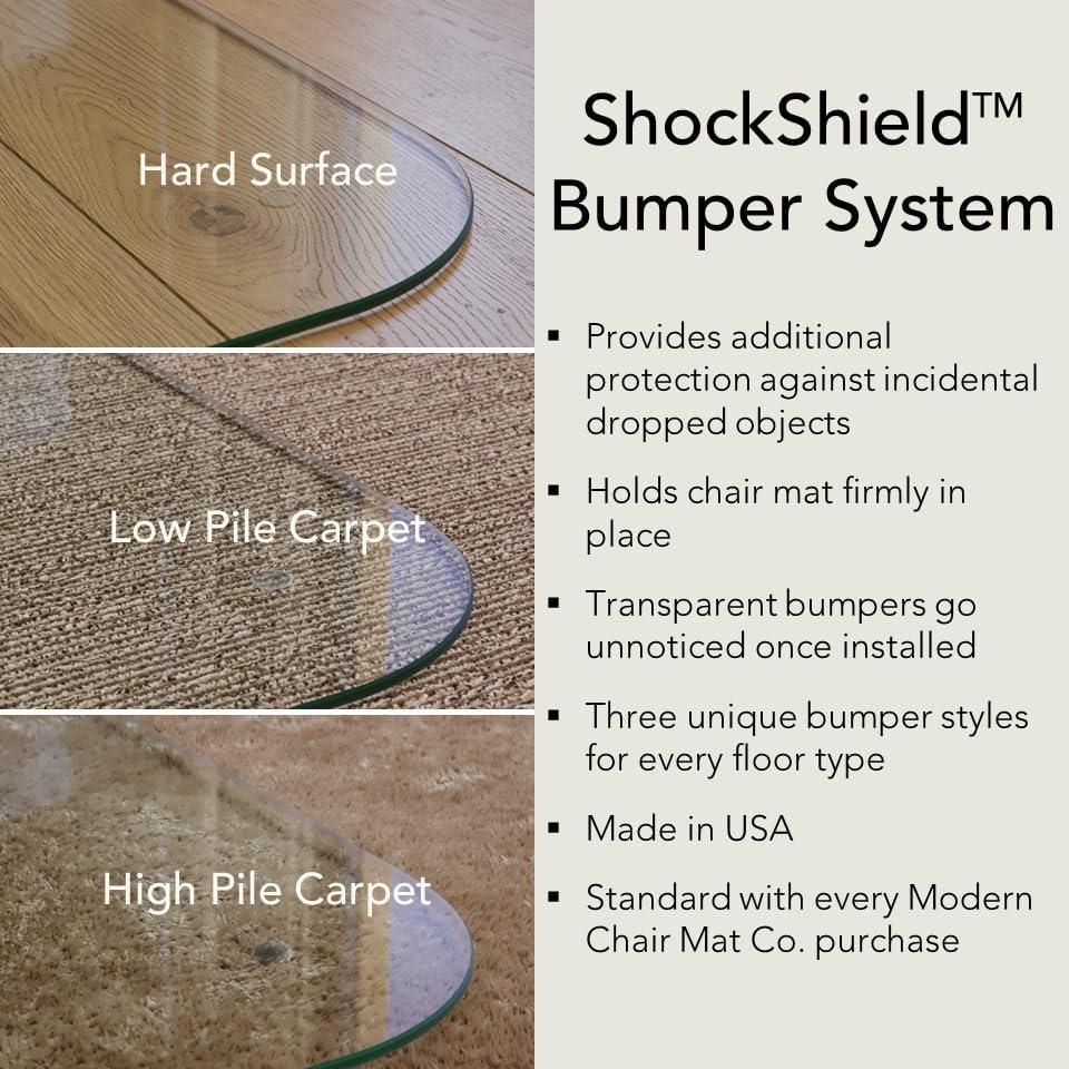 Office Desk Glass Chair Mat - Clear Tempered Glass - Easy Glide - Protects Carpet and Hardwood Floors - 36" x 42"