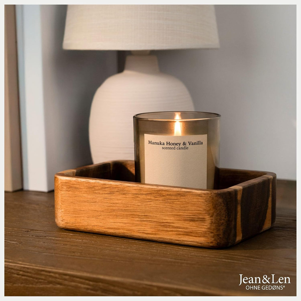 Jean & Len Wooden Organiser Made of Acacia Wood, 18 x 12 x 5 cm