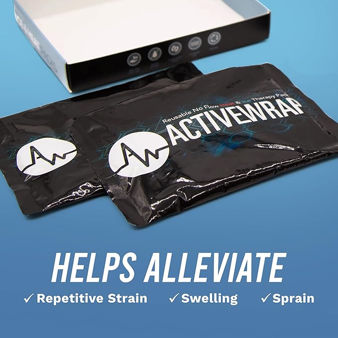 Activewrap Reusable Ice Packs for Injuries - Hot and Cold Gel Compress for Injury Recovery and Pain Relief, Soft, Flexible, Leakproof Pad for Back, Knee, Hip, & Shoulder - Small (4.5X 6.5 inches)