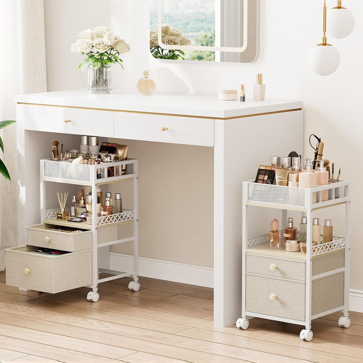 Plaviya Makeup Organizer Cart Under Desk Storage for Perfume Nail Skin Care