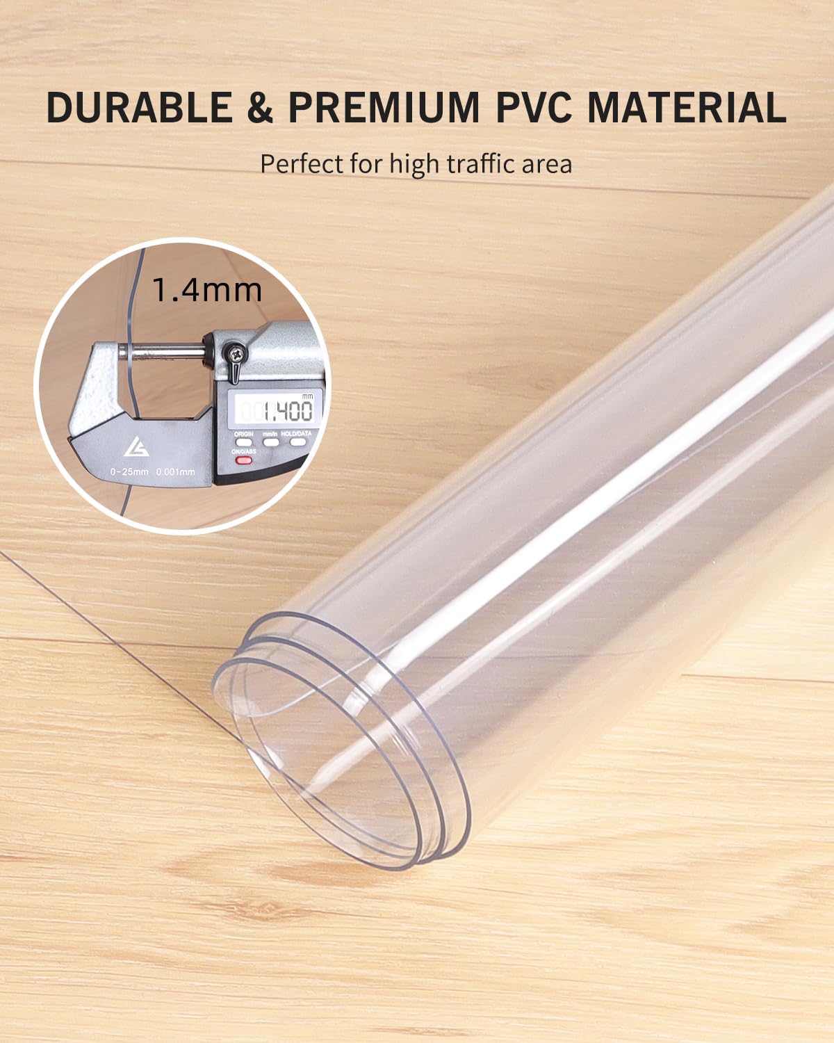 Area Mat for Hard Floor, 6'×9' Transparent PVC Area Rug for Home