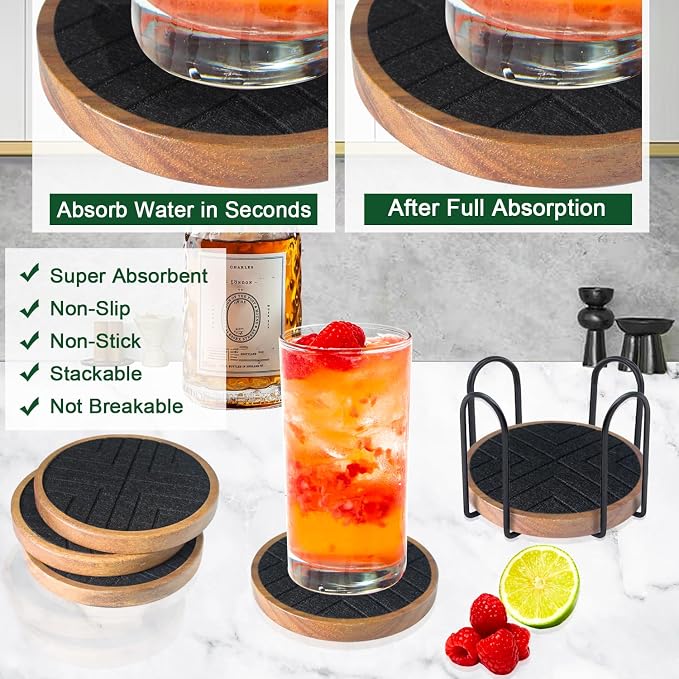 Coasters for Drinks Absorbent 5 Pack, Coasters for Coffee Table