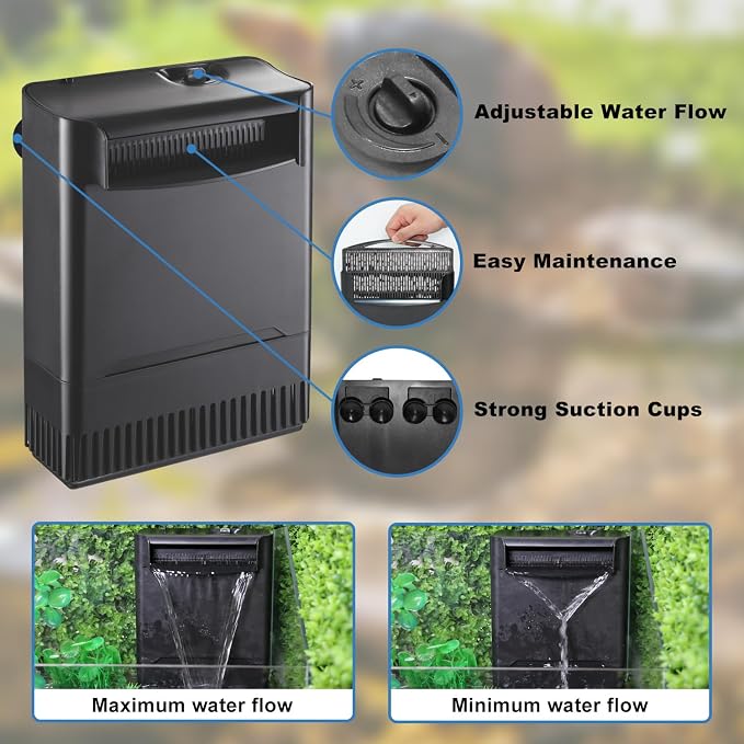 Turtle Tank Filter Aquarium Filter w/ Detachable U-V Light