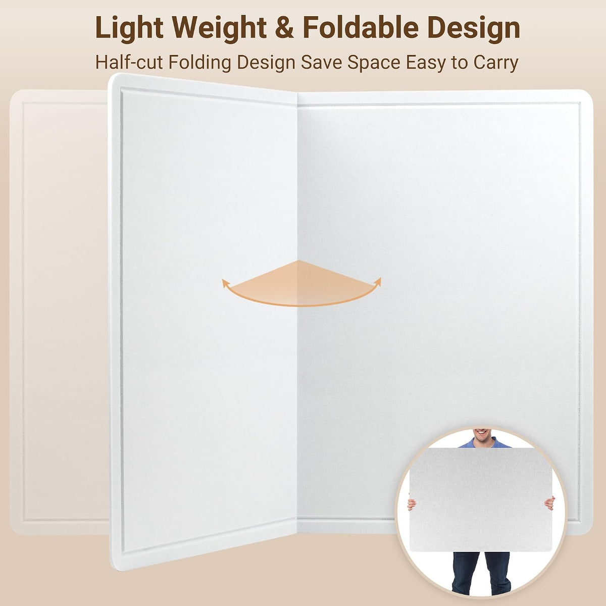 AKTOP Foldable Felt Bulletin Board for Wall, 60x36 inches, White
