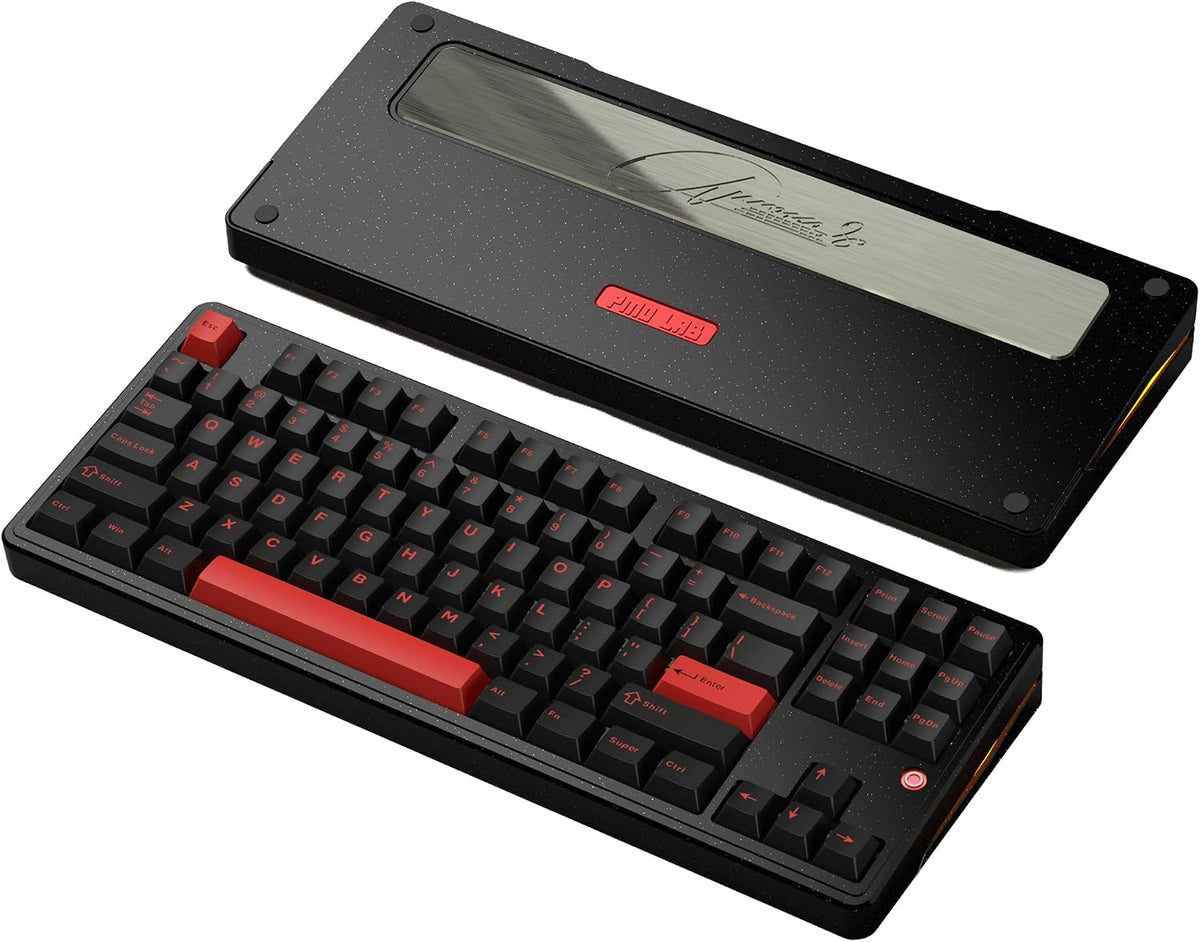 PMOKEY Aurora 80 CNC Full Aluminum Wireless Mechanical Keyboard with VIA/QMK, 8000mah Battery, Tri-Mode Wireless Gaming Keyboard Custom Hot Swappable RGB Backlit for Windows/Mac/PC (Pro Black)