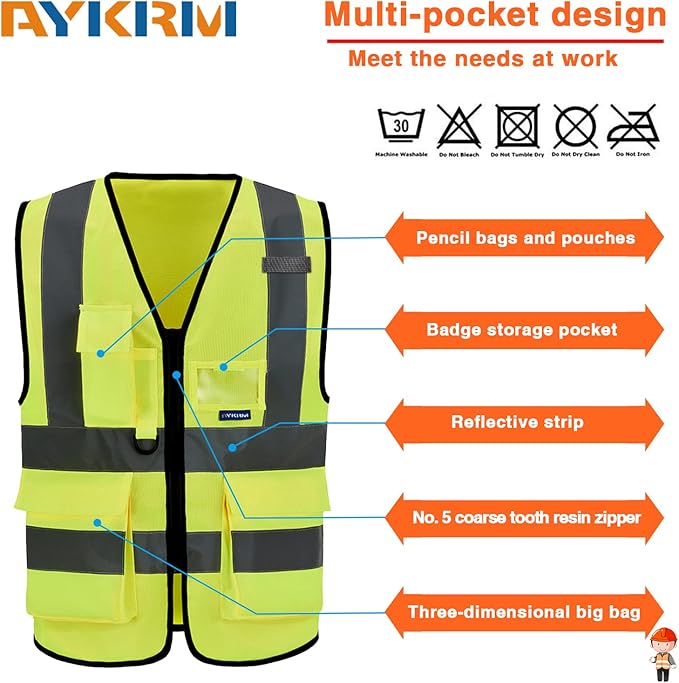 A-SAFETY High Visibility Reflective Safety Vest Customize Logo (XS-8XL)