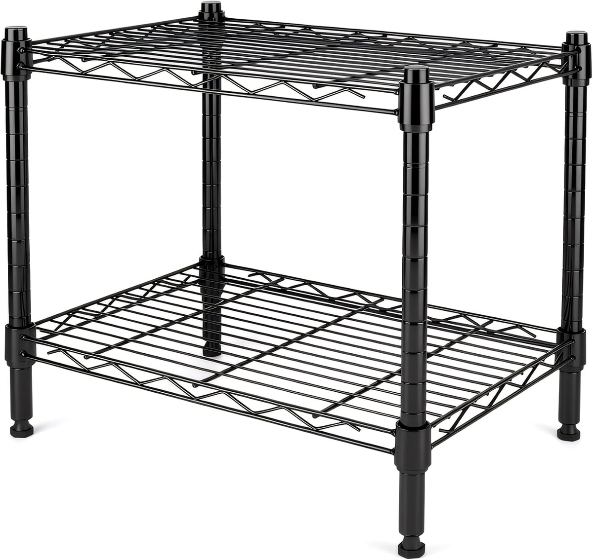 2-Tier Storage Shelf, Heavy Duty Adjustable Organizer Rack, Black