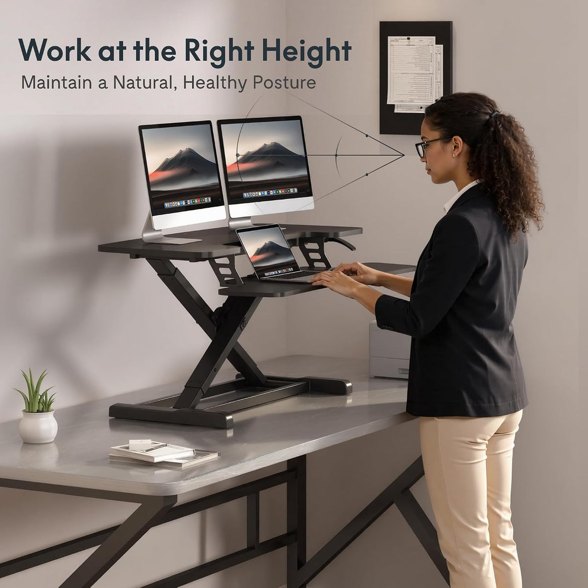 FLEXISPOT Standing Desk Converter, 36", Black
