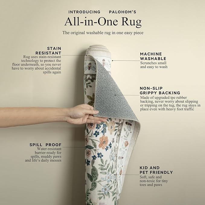 Machine Washable Rugs for Living Room: 6x9 Area Rugs for Bedroom Vintage Stain